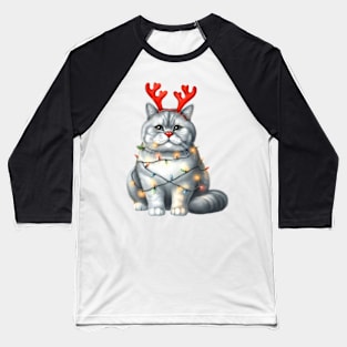 Christmas Red Nose Chartreux Cat Baseball T-Shirt